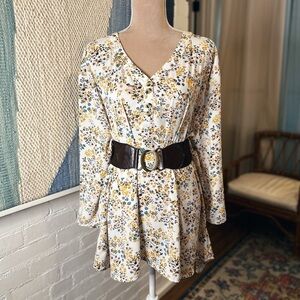 Maurices Creamy Blue and Yellow Floral Blouse